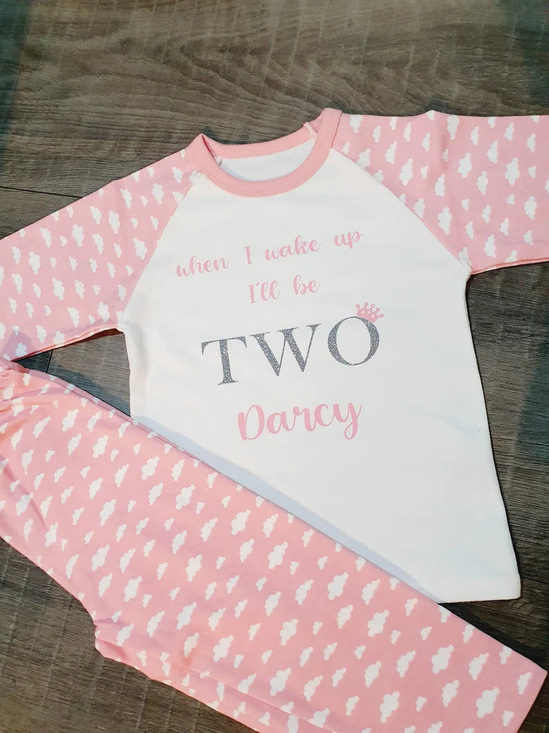 Personalised When I Wake Up Birthday Cloud Pyjama Set