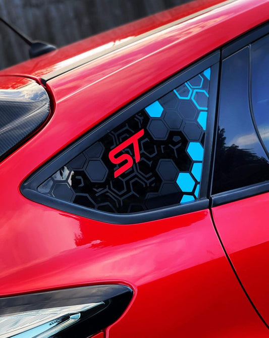 image_485a13b1-5b29-45e4-b7cb-d5df04623dbe - R&E Wraps and Graphics LTD - Honey Comb Focus ST MK3 Side Window Stickers - honey comb, side window decals, st window decals, stickers