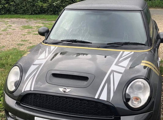 image_4a5167b2-82ec-44a6-91e1-97cf0997f956 - R&E Wraps and Graphics LTD - Mini Cooper Union Jack Bonnet Stripes - Bonnet stripe, cooper, mini, Union Jack