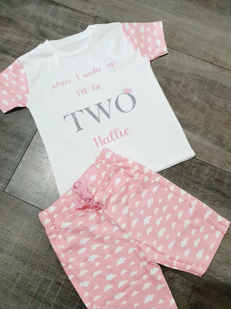 Personalised When I Wake Up Birthday Cloud Shorts Pyjama Set