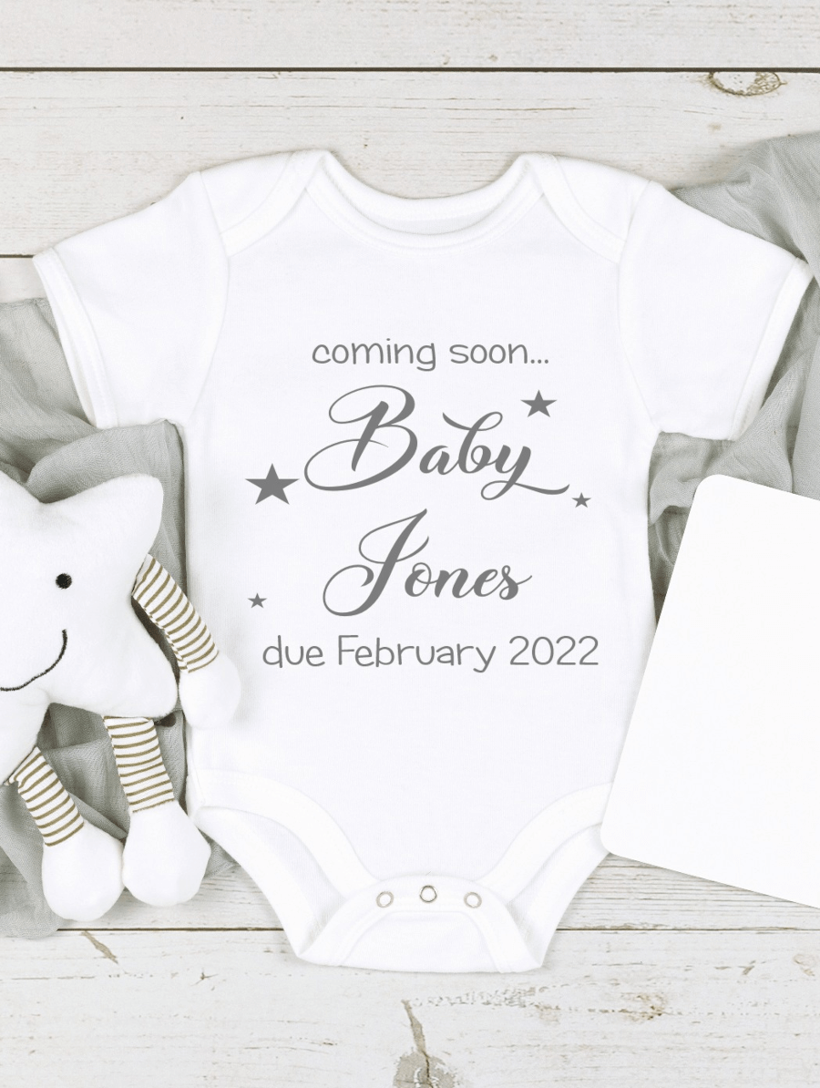 Personalised Pregnancy Announcement Coming Soon Baby Vest | Personalised Gift | Baby Vest |