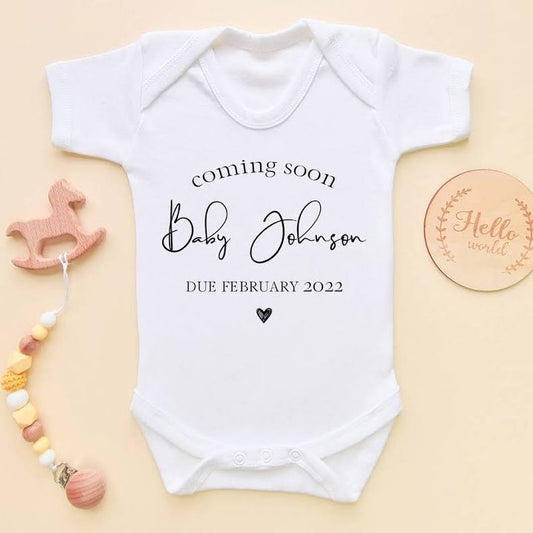 Personalised Pregnancy Announcement Coming Soon Baby Vest | Personalised Gift | Baby Vest |