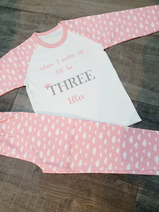 Personalised When I Wake Up Birthday Cloud Pyjama Set