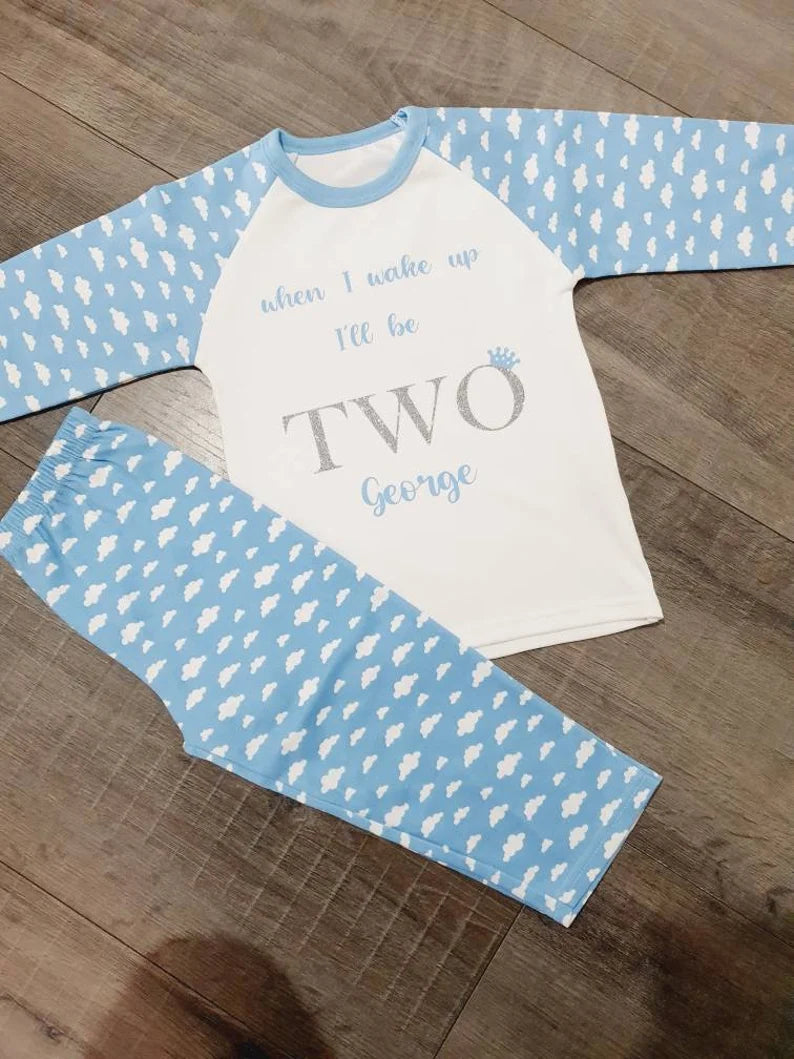 Personalised When I Wake Up Birthday Cloud Pyjama Set