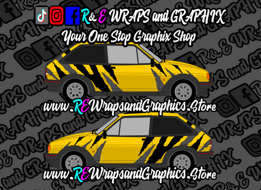 mr2tigerstripekitdesign - R&E Wraps and Graphics LTD - Ford Escort mk2 xr3i Tiger Stripe WRC Graphic Kit - cosworth, Ford escort, Ford escort graphic kit, Ford Escort Tiger Stripe WRC Graphic Kit, Ford Graphic Kits, graphic kits, tiger stripe, tiger stripe graphic kit, tiger stripe kit, tiger stripes, xr3i