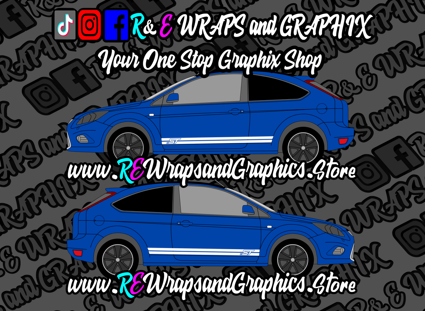 stlogosidestripes1previewblue2 - R&E Wraps and Graphics LTD - Ford Focus ST mk2 Side Stripes - ford focus st, ford focus st side stripes, ford side stripe, ford side stripes, ford st side stripes, ford stripes, side stripes, ST side stripes