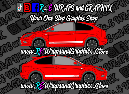 stlogosidestripes1previewred - R&E Wraps and Graphics LTD - Ford Focus ST mk2 Side Stripes - ford focus st, ford focus st side stripes, ford side stripe, ford side stripes, ford st side stripes, ford stripes, side stripes, ST side stripes