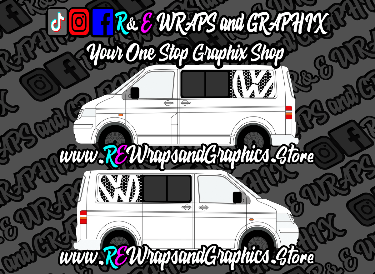 transporterkombiswbhexagonpreview7 - R&E Wraps and Graphics LTD - Volkswagen T5 T6 SWB Honeycomb VW Side Panel Decals x2 - side panel, Volkswagen, volkswagen t5, volkswagen transporter, vw