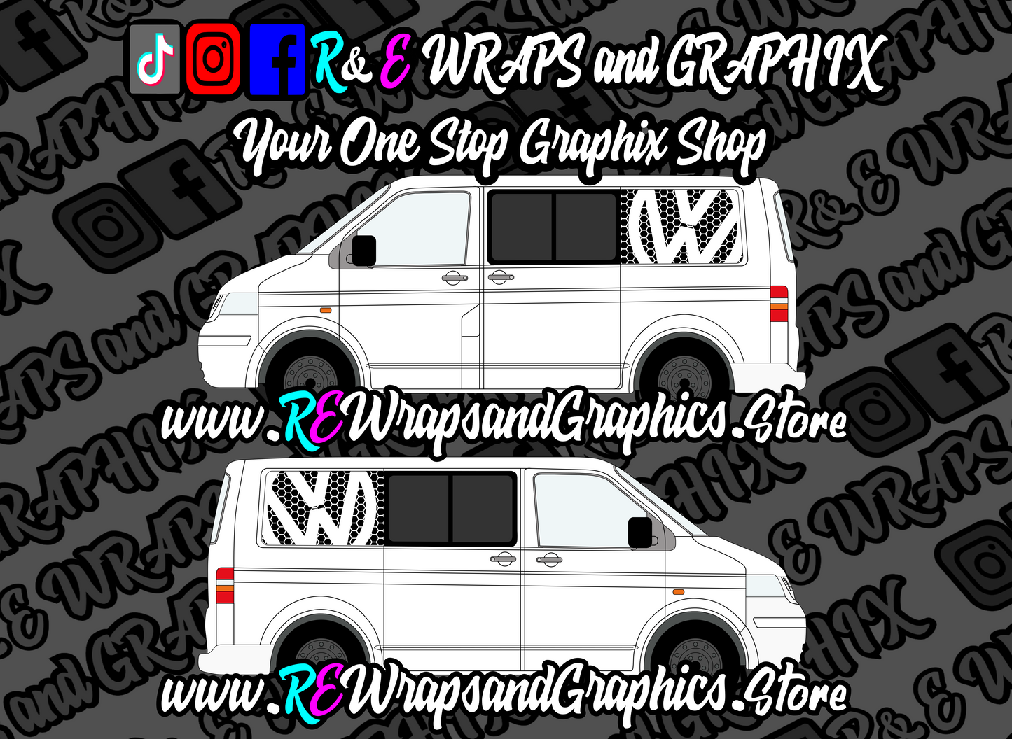 Volkswagen T5 T6 SWB Honeycomb VW Side Panel Decals x2