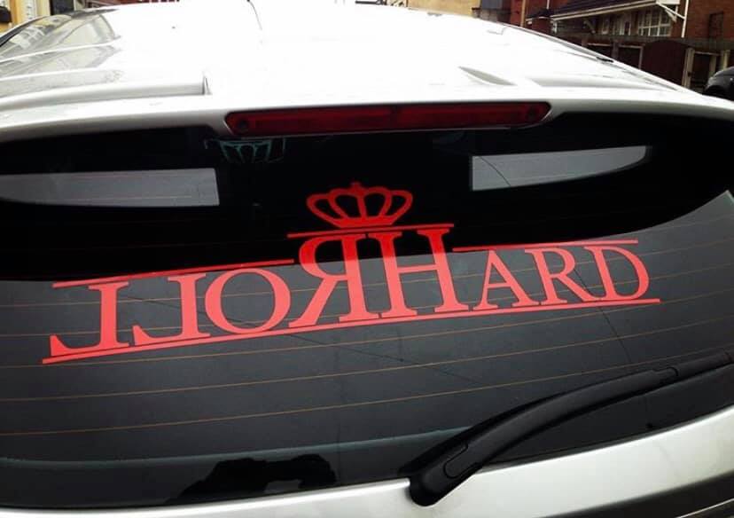Roll Hard Rear Window Decal and Sunstrip