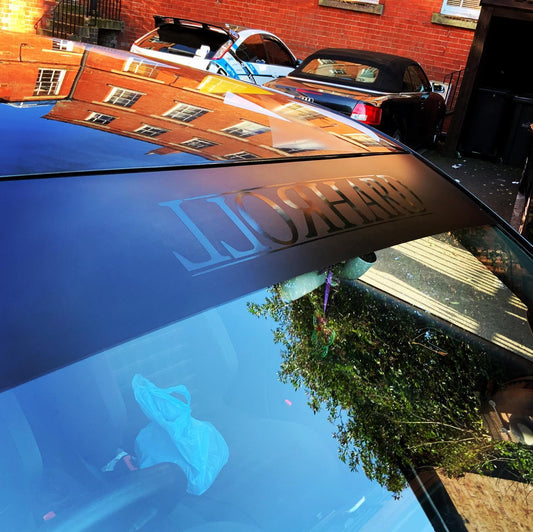 Roll Hard Rear Window Decal and Sunstrip