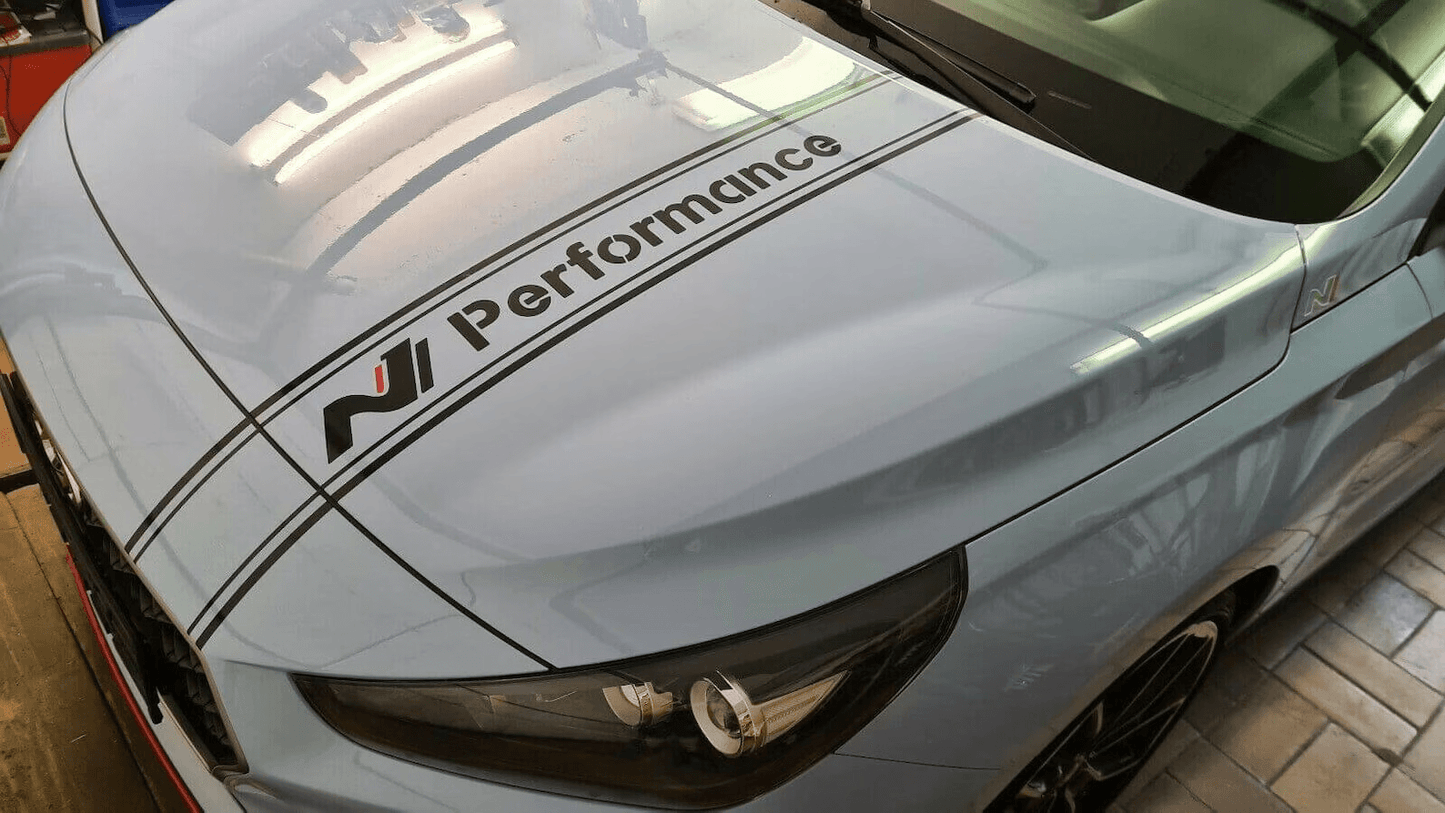 339743833_113212595073230_5948140841113434713_n - R&E Wraps and Graphics LTD - Hyundai N performance Bonnet Stripe and Sunstrip - Hyundai, N Performance