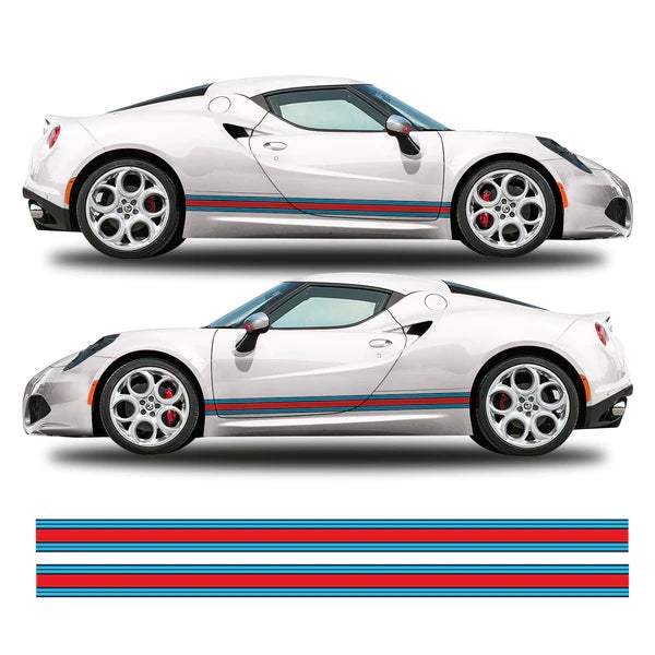 Alfa-Romeo-4C-Martini-style-side-stripes_600x600_crop_center_aa3af34c-ad41-484c-8fac-2bb62c548c3e - R&E Wraps and Graphics LTD - Alfa Romeo 4C Side Stripes - alfa romeo, Alfa Romeo 4c, alfa Romeo 4c side stripes, side stripes