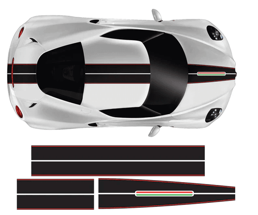 Untitled - R&E Wraps and Graphics LTD - Alfa Romeo 4C Full Twin Black Italian Racing Stripes - alfa romeo, Alfa Romeo 4c, alfa Romeo 4c side stripes, alfa Romeo side stripes, side stripes