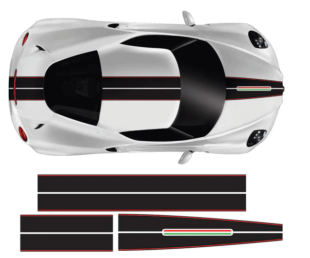 Untitled - R&E Wraps and Graphics LTD - Alfa Romeo 4C Full Twin Black Italian Racing Stripes - alfa romeo, Alfa Romeo 4c, alfa Romeo 4c side stripes, alfa Romeo side stripes, side stripes