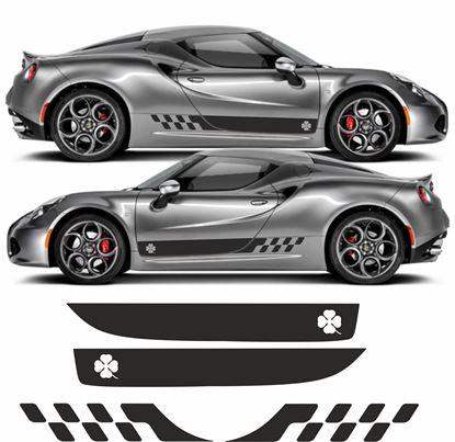 alfa-romeo-clover-sport-side-stripes-vinyl-decal-stickers-rewrapsandgraphics - R&E Wraps and Graphics LTD - Alfa Romeo Clover Sport Side Stripes - alfa romeo, Alfa Romeo 4c, alfa Romeo 4c clover side stripes, alfa Romeo clover sport side stripes, clover side stripes, side stripes