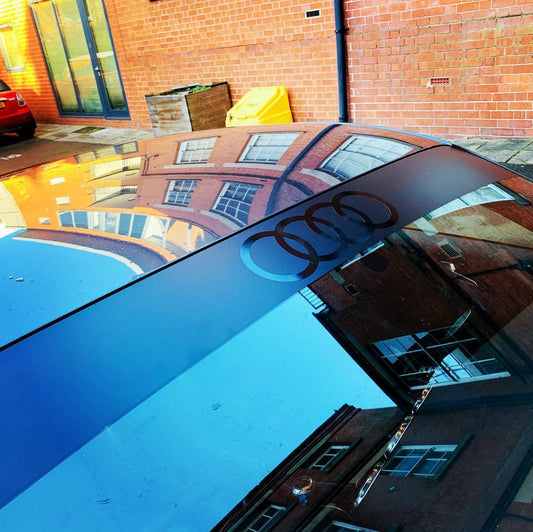 audi-ring-sunstrip-window-vinyl-decals-rewrapsandgraphics-2 - R&E Wraps and Graphics LTD - Audi Logo Sunstrip - Audi, Audi sunstrip, Audi sunstrips, sunstrip