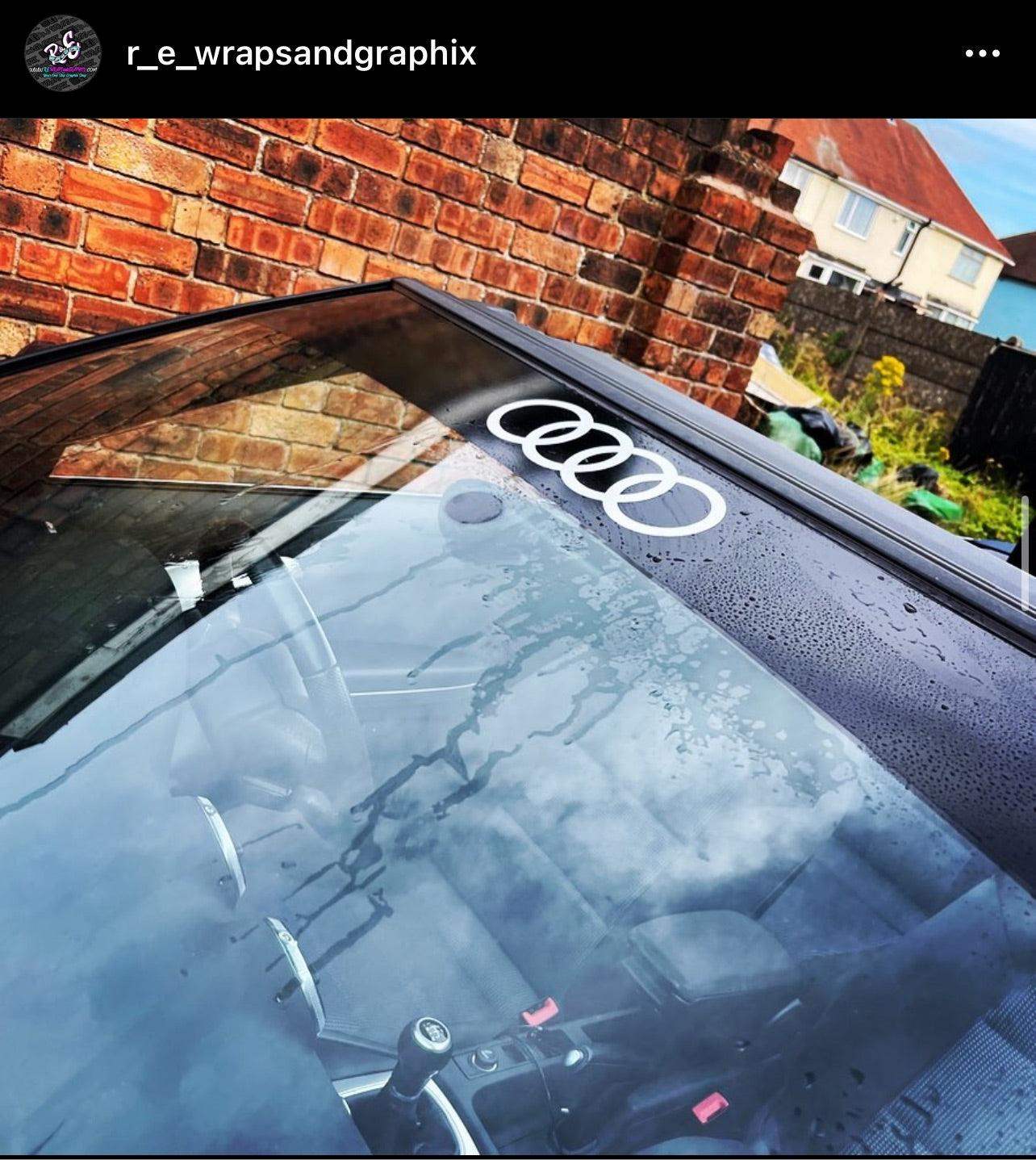 audi-ring-sunstrip-window-vinyl-decals-rewrapsandgraphics-3 - R&E Wraps and Graphics LTD - Audi Logo Sunstrip - Audi, Audi sunstrip, Audi sunstrips, sunstrip