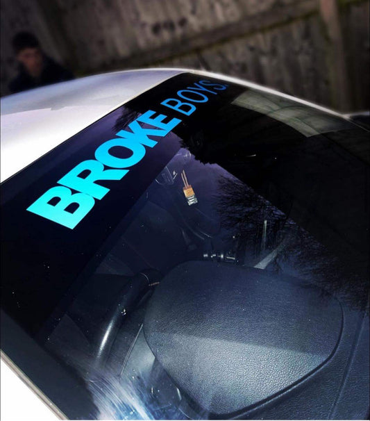 broke-boys-sunstrip-window-vinyl-decals-rewrapsandgraphics-1 - R&E Wraps and Graphics LTD - Broke Boys Sunstrip - Broke boys, Broke boys sunstrip, sun strips, sunstrip