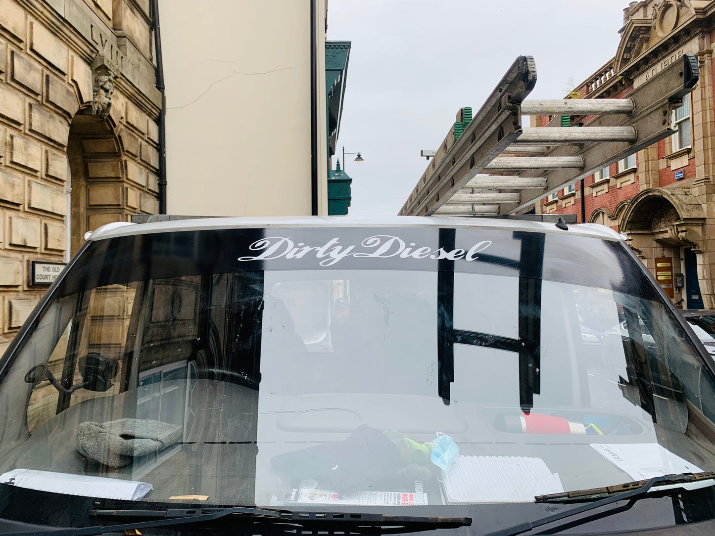 dirty-diesel-sunstrip-window-vinyl-decals-rewrapsandgraphics-4 - R&E Wraps and Graphics LTD - Dirty Diesel Sunstrip - custom sunstrips, dirty diesel, dirty diesel sunstrip, sunstrip, sunstrips