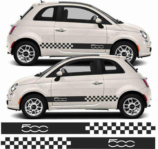 fiat-500-side-stripes-vinyl-decals-rewrapsandgraphics - R&E Wraps and Graphics LTD - Fiat 500 Side Stripes and Sunstrip - fiat, fiat 500