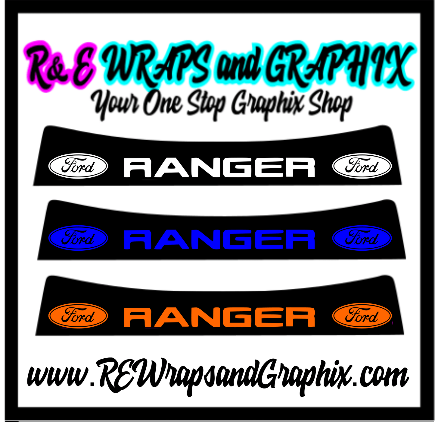 Ford Ranger Sunstrip Visor Vinyl Decal Sticker Window Banner - rewrapsandgraphics