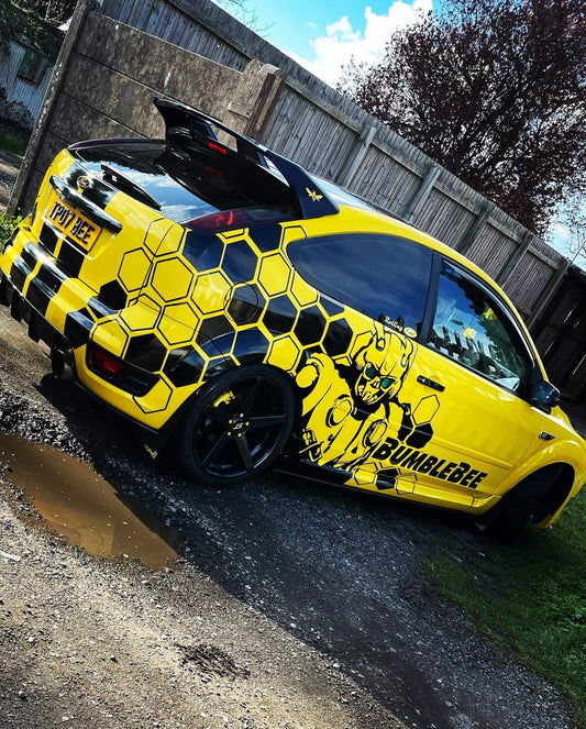 image_7046fd8a-f45d-48c8-aad4-cef8acbf3281 - R&E Wraps and Graphics LTD - Honey Comb Bumble Bee Graphic Kit Ford Focus MK2 - bumble bee, Bumble bee graphic kit, ford, Ford Graphic Kits, graphic kits, hexagon, hexagon graphic kit, Hexagon graphic kits, hexegons, honey comb, Honey Comb Bumble Bee Graphic Kit, Honey Comb Bumble Bee Graphic Kit Ford Focus MK2, Honey comb graphic kits, honeycomb, st honey comb, transformer