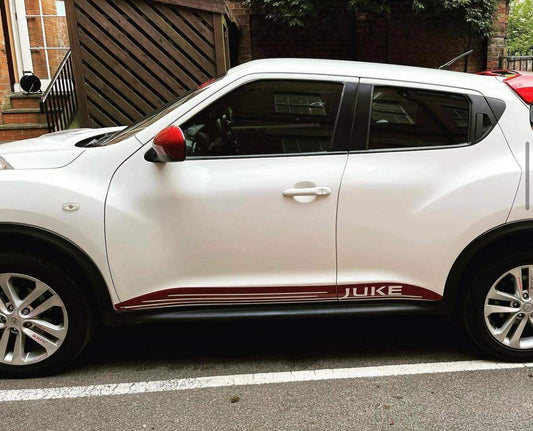 nissan-juke-side-stripes-rewrapsandgraphics-1 - R&E Wraps and Graphics LTD - Nissan Juke Side Stripes and Sunstrip - nissan, Nissan Juke