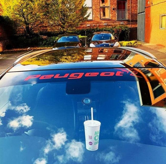 Peugeot sport Sunstrip, visor decals (any colours, any model) custom writing available on request - rewrapsandgraphics