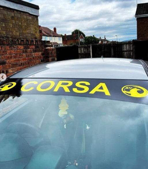 vauxhall-corsa-sunstrip-requires-trimming-rewrapsandgraphics_f5cea9ce-f52d-4517-b607-725720373eb4 - R&E Wraps and Graphics LTD - Vauxhall Corsa Side Stripes and Sunstrip - Corsa, Vauxhall