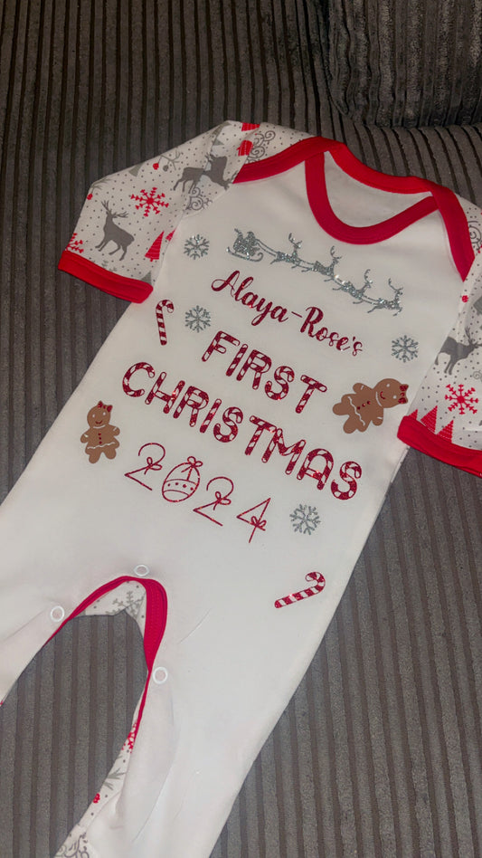 Baby’s First Christmas Personalised Baby Grow| Christmas Baby Grow| Personalised Baby Grow