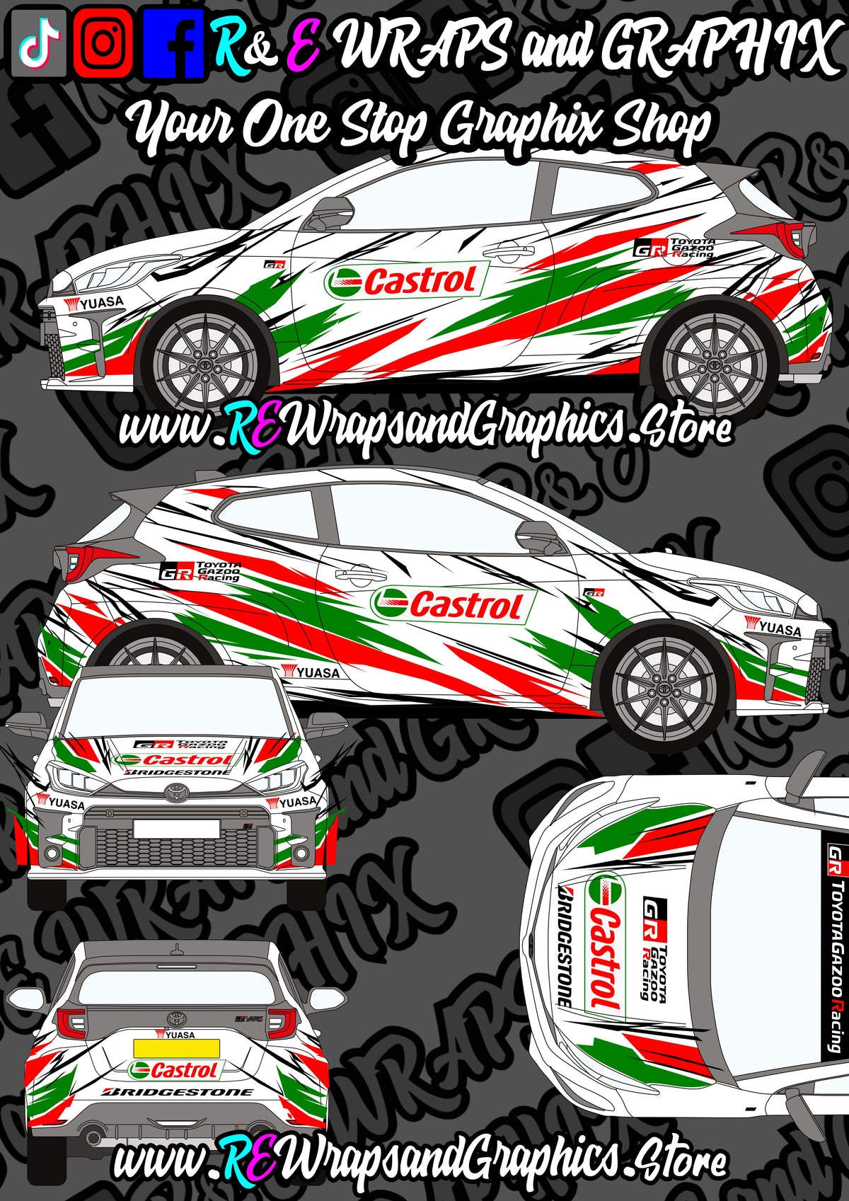 Toyota Yaris GR Castrol Rally Full Graphic Kit