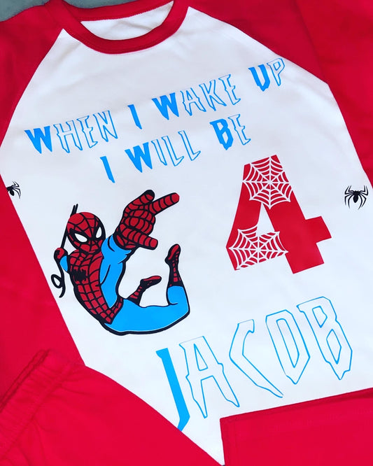 Spider-Man Inspired Kids Personalised Birthday Pyjamas | When I Wake Up I Will Be...