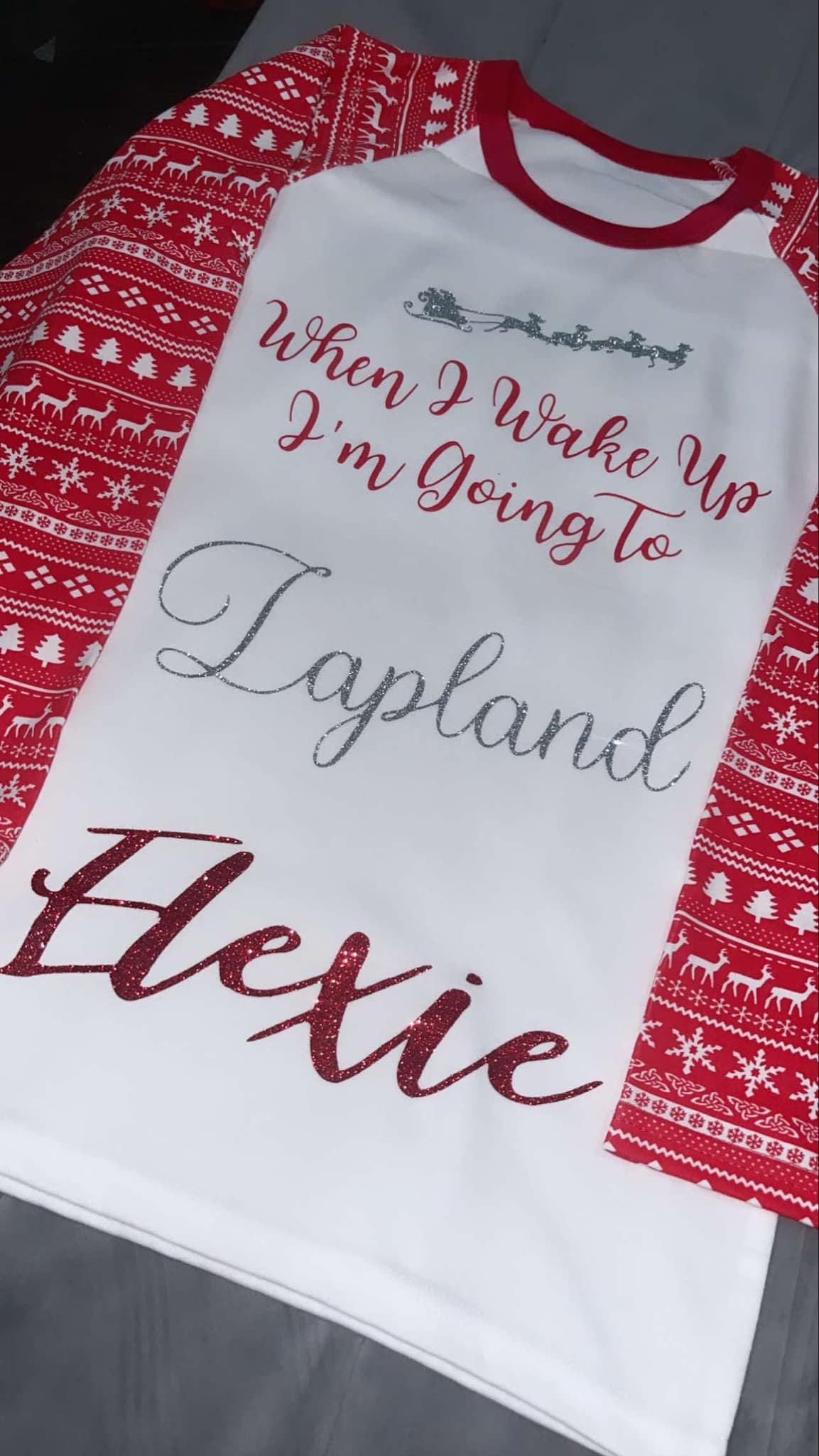 When I Wake Up I'm Going To Lapland Christmas Pyjamas | Personalised Christmas Pyjamas (Red Pyjamas)