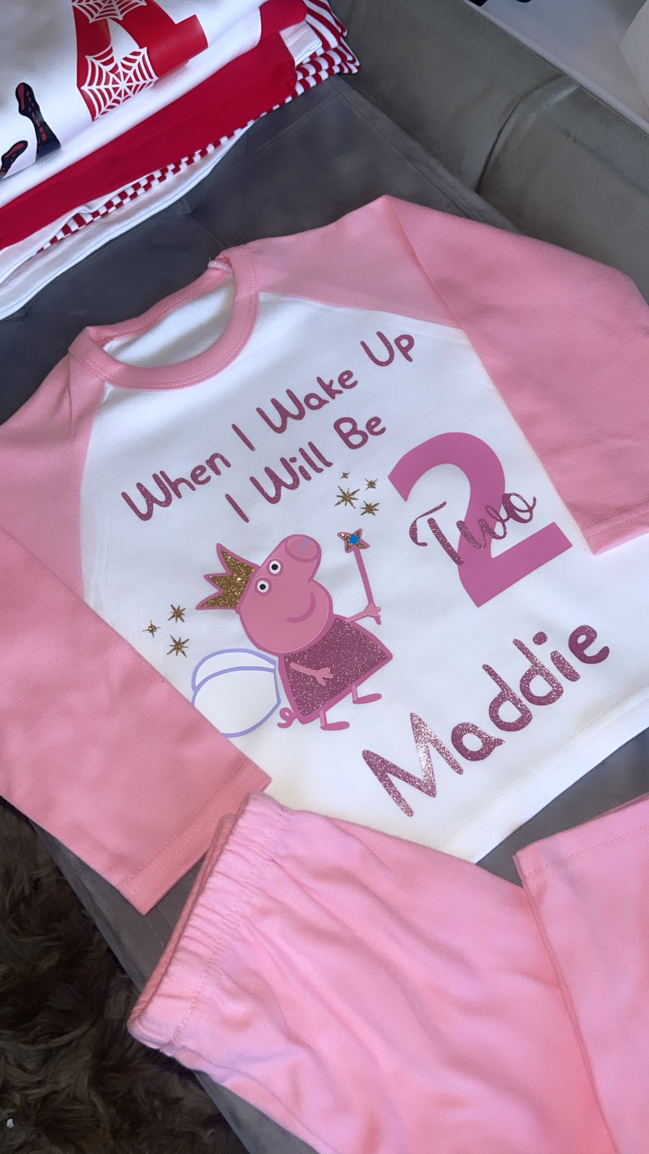 Peppa Pig Inspired Kids Personalised Birthday Pyjamas | When I Wake Up I Will Be...