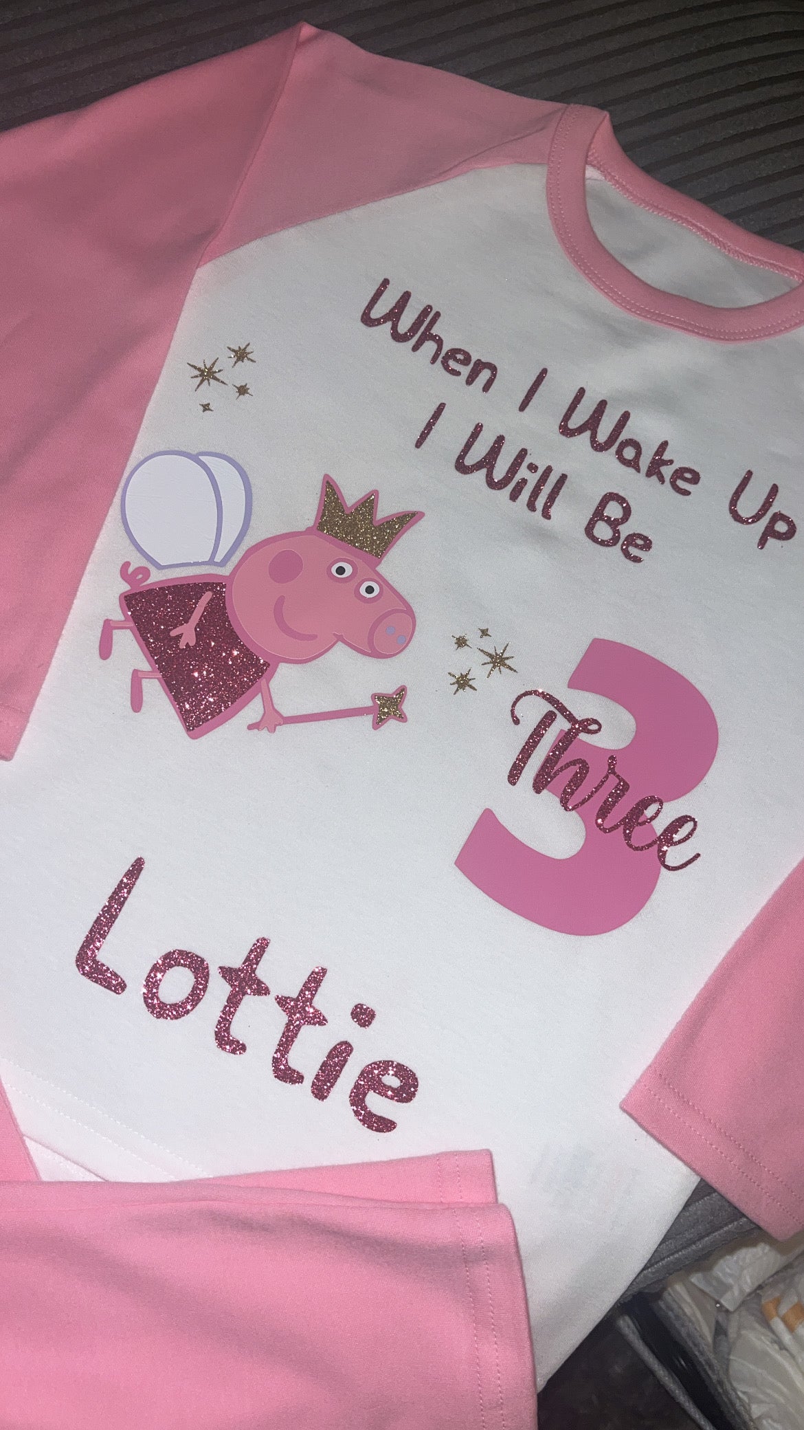 Peppa Pig Inspired Kids Personalised Birthday Pyjamas | When I Wake Up I Will Be...