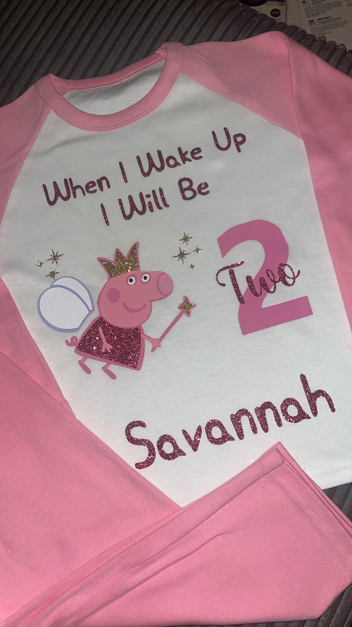 Peppa Pig Inspired Kids Personalised Birthday Pyjamas | When I Wake Up I Will Be...