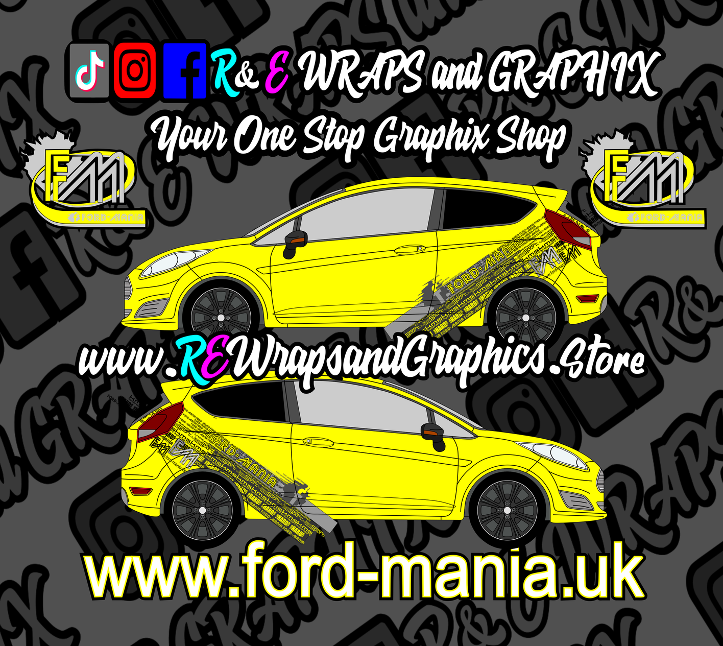 Ford Fiesta 2013-17 Ford Mania Graphic Kit (will fit ST models)