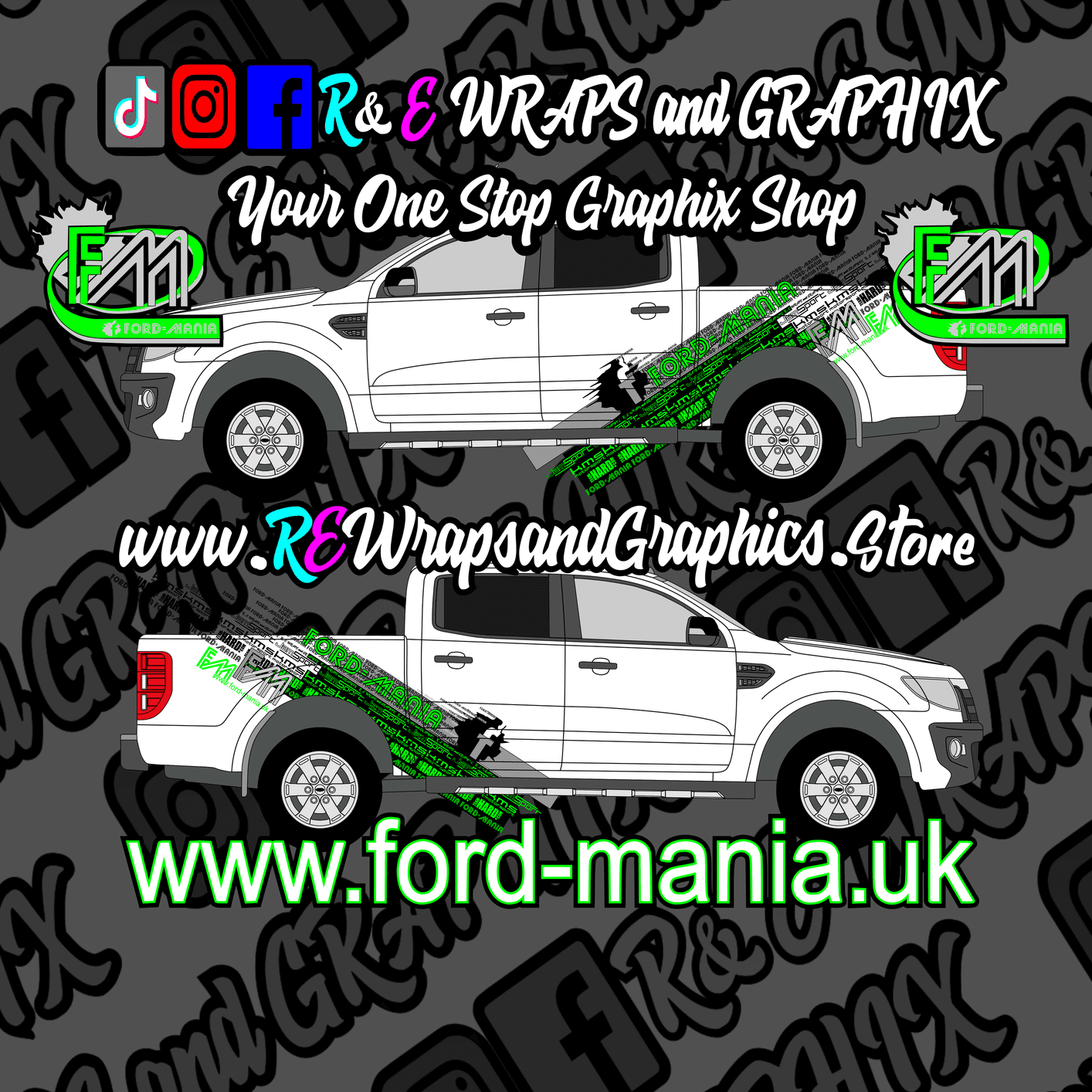 Ford Ranger Raptor 2016 Graphics Ford Ranger Raptor 2012-16 Ford Mania Graphic Kit – R&E Wraps and ...