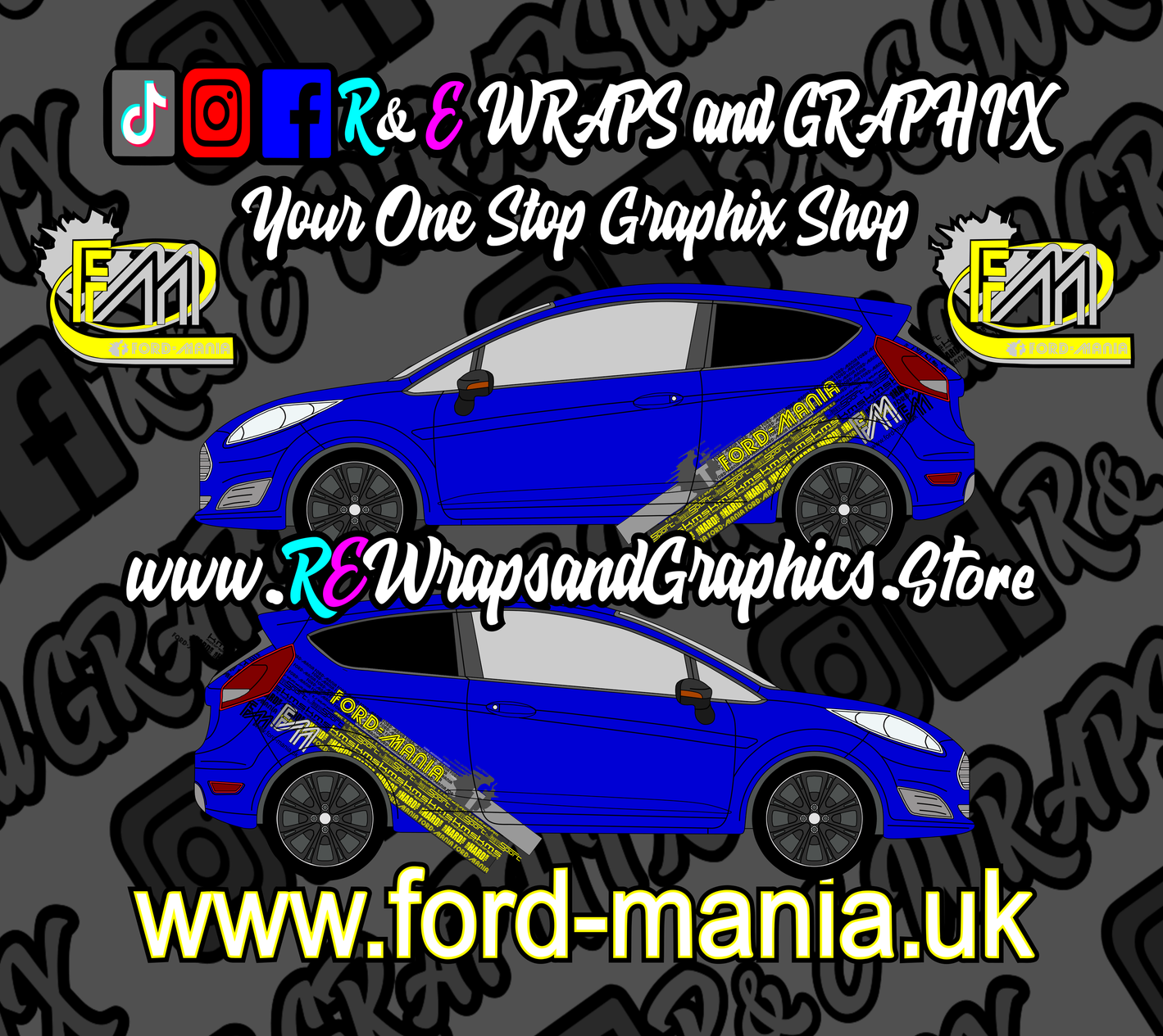 Ford Fiesta 2013-17 Ford Mania Graphic Kit (will fit ST models)