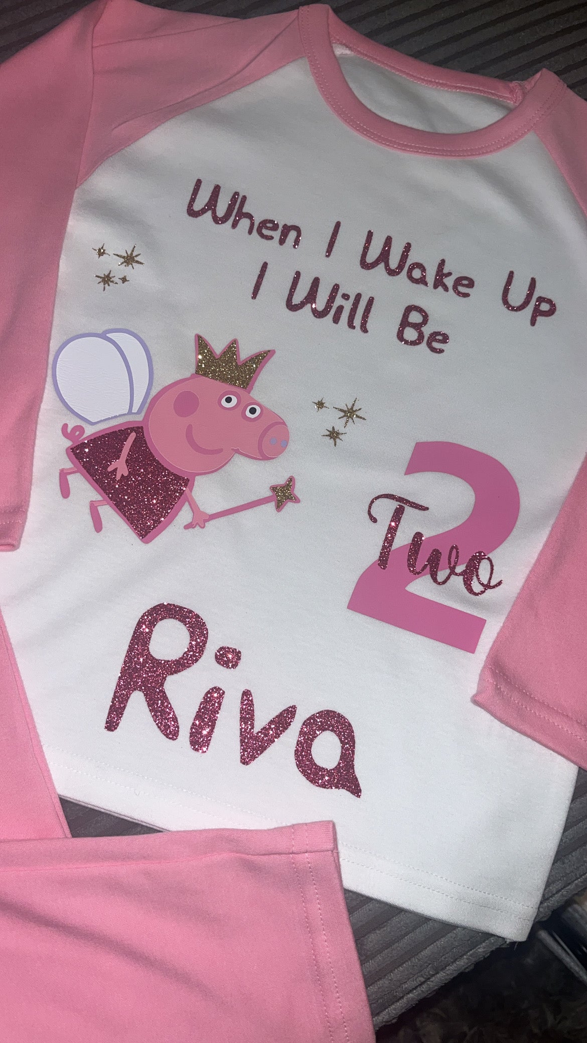 Peppa Pig Inspired Kids Personalised Birthday Pyjamas | When I Wake Up I Will Be...