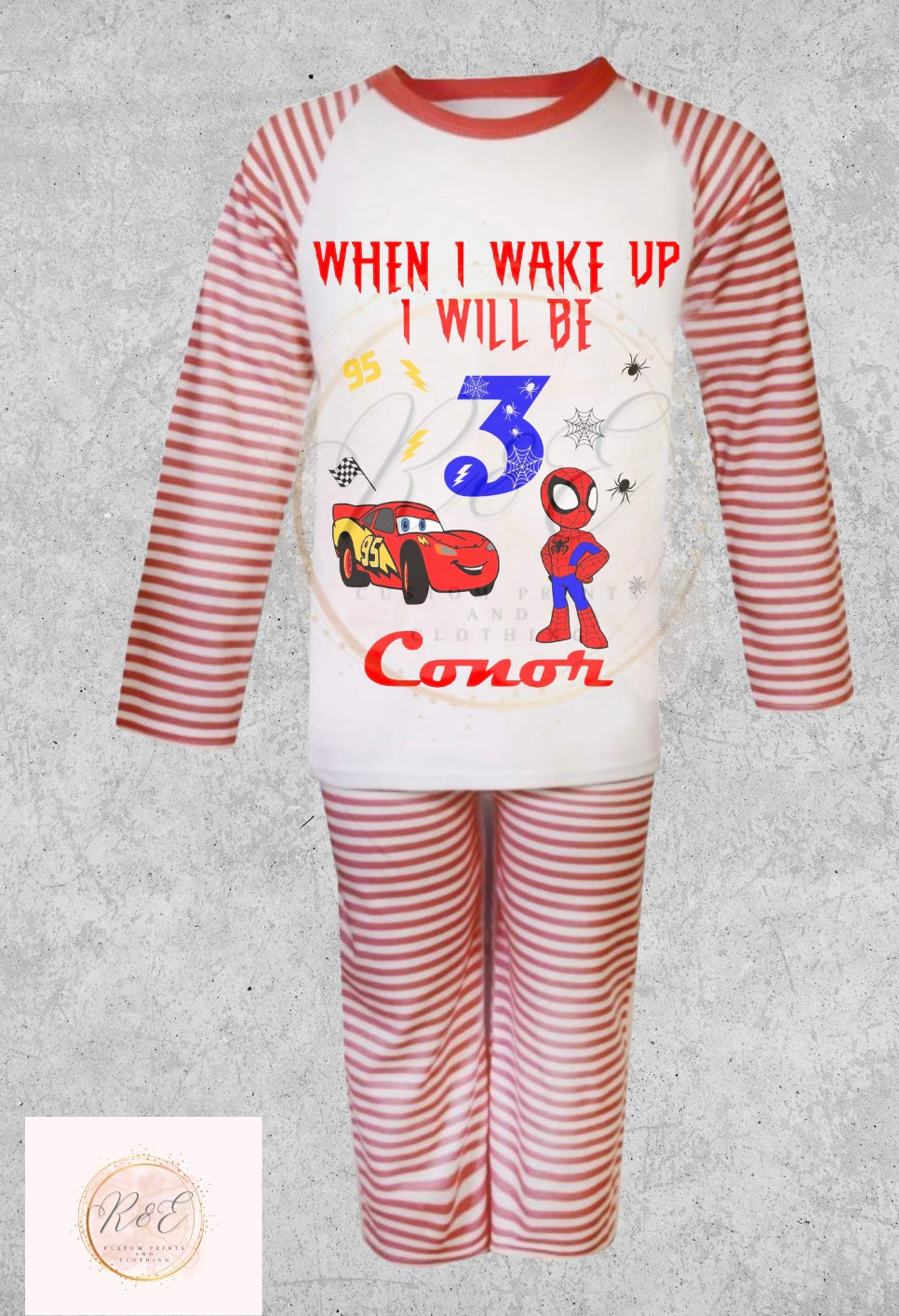 Lightning McQueen & Spidey Inspired Personalised Birthday Pyjamas