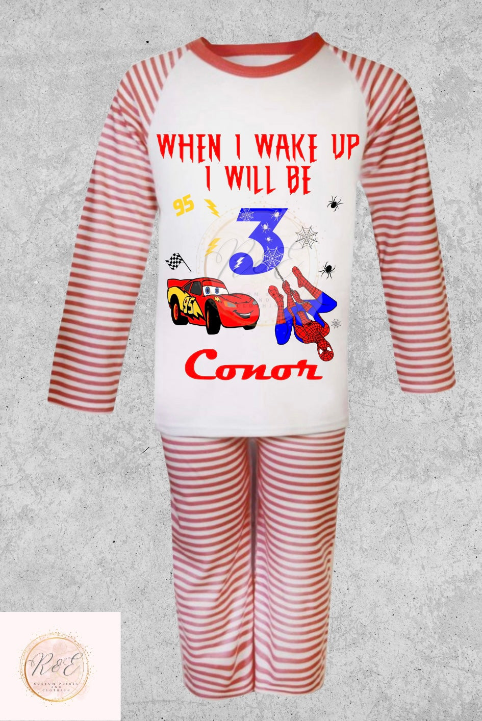 Lightning McQueen & Spider-Man Inspired Personalised Birthday Pyjamas