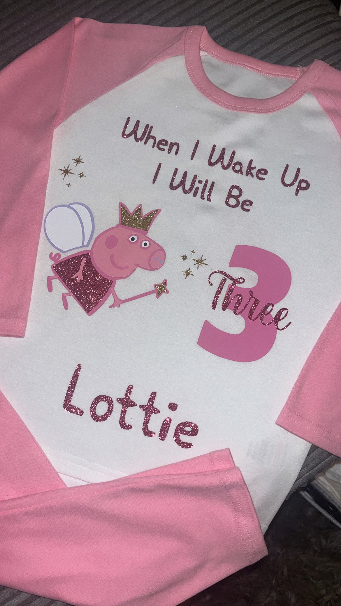 Peppa Pig Inspired Kids Personalised Birthday Pyjamas | When I Wake Up I Will Be...