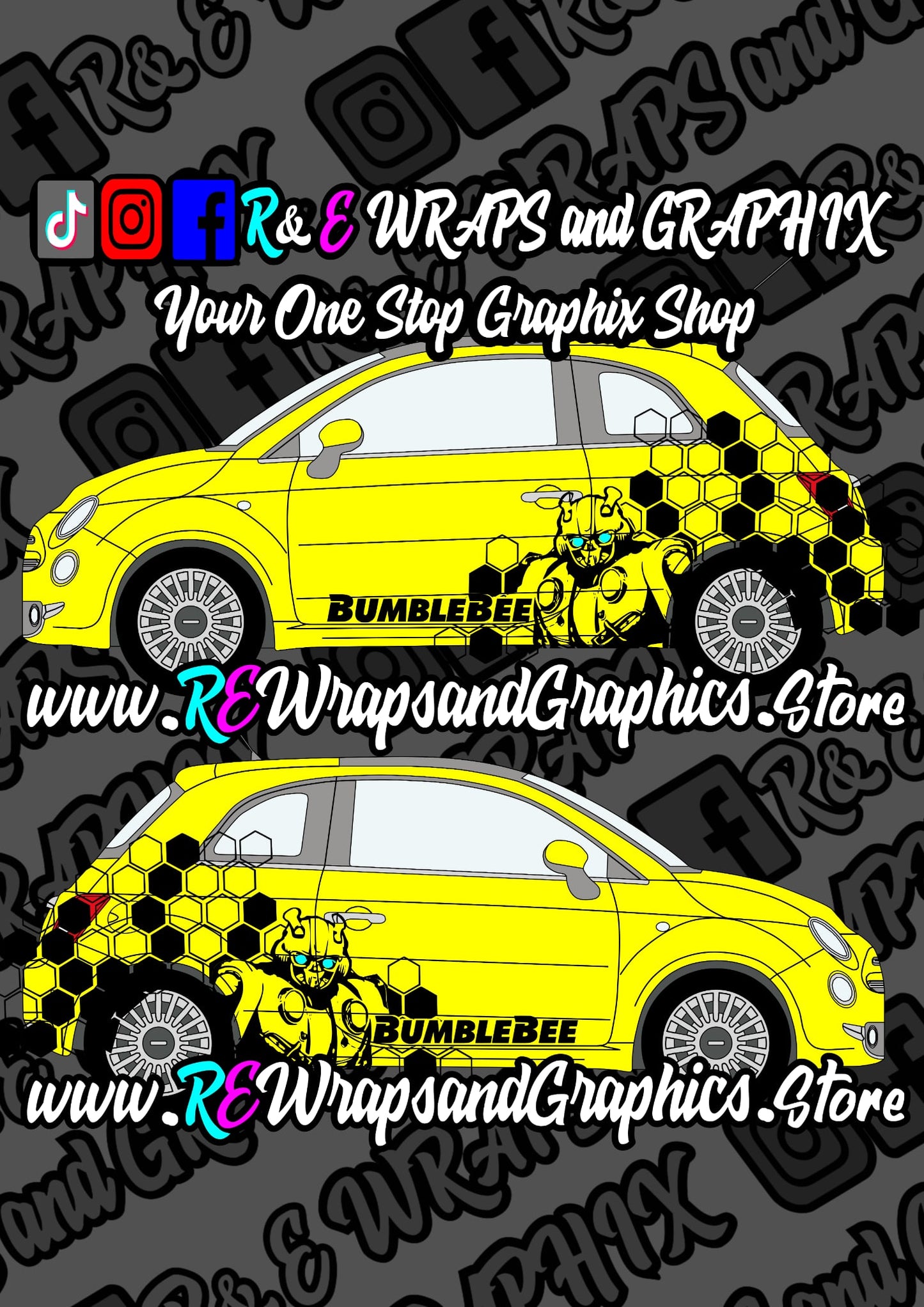 Fiat 500 Bumble Bee Graphic Kit