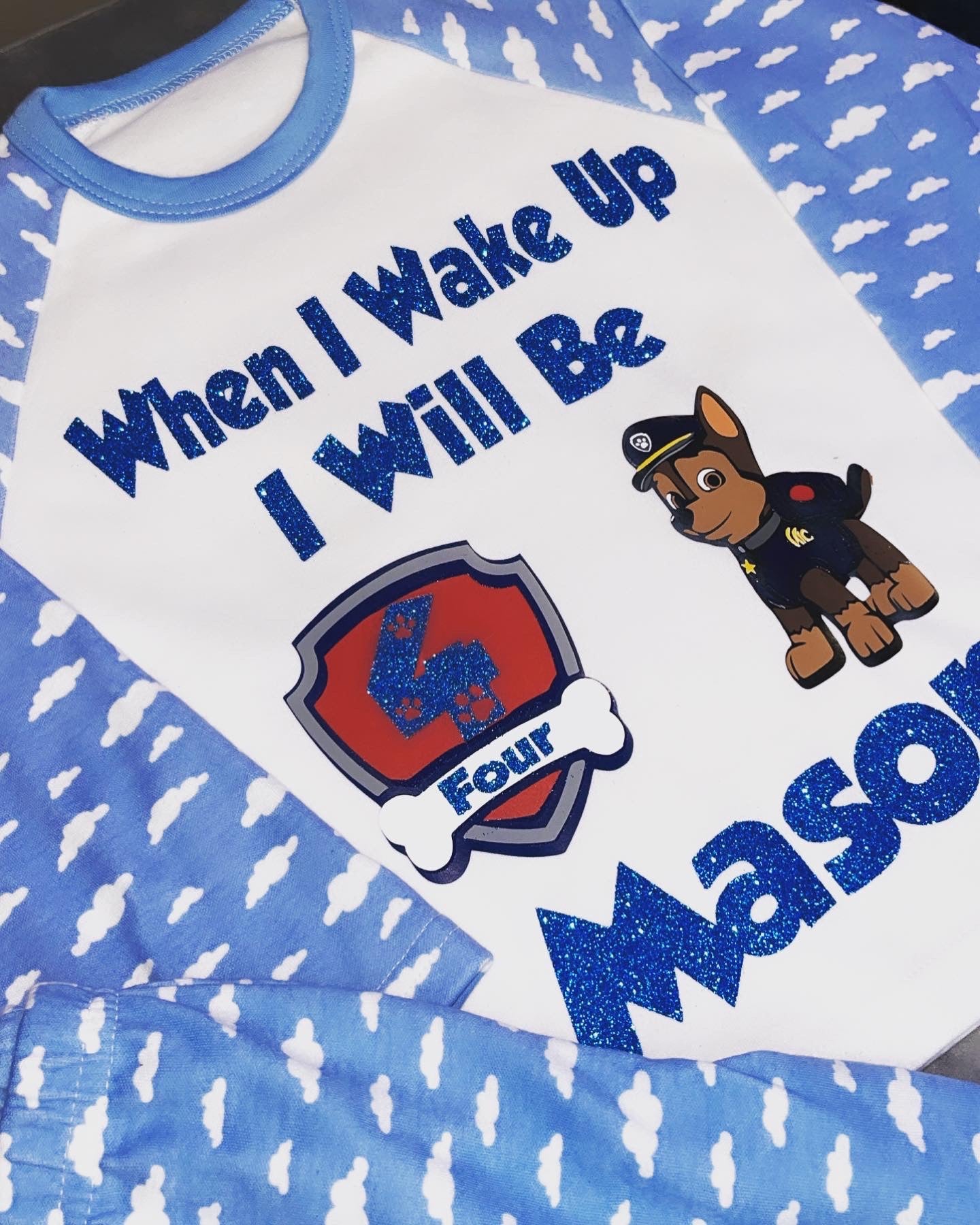 Paw Patrol Chase Personalised Birthday Pyjamas| When I Wake Up I Will Be