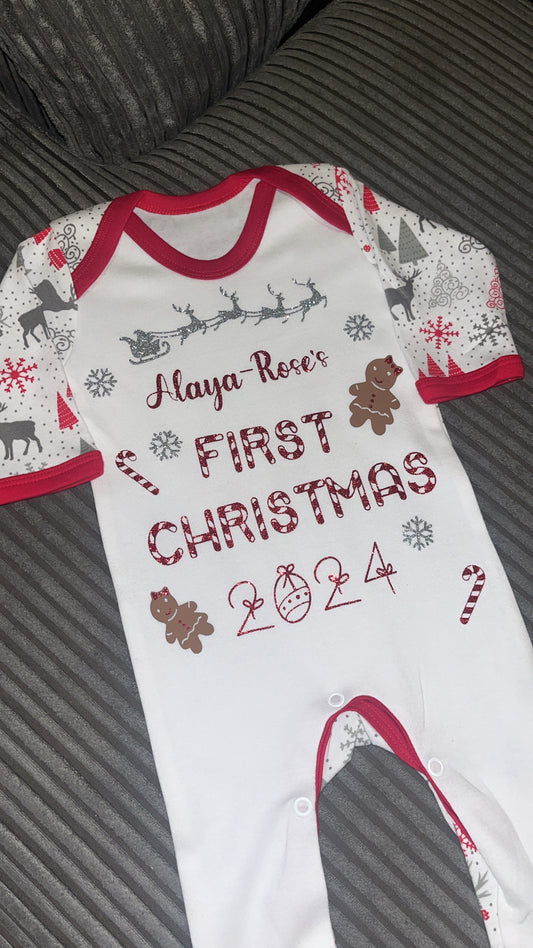 Baby’s First Christmas Personalised Baby Grow| Christmas Baby Grow| Personalised Baby Grow