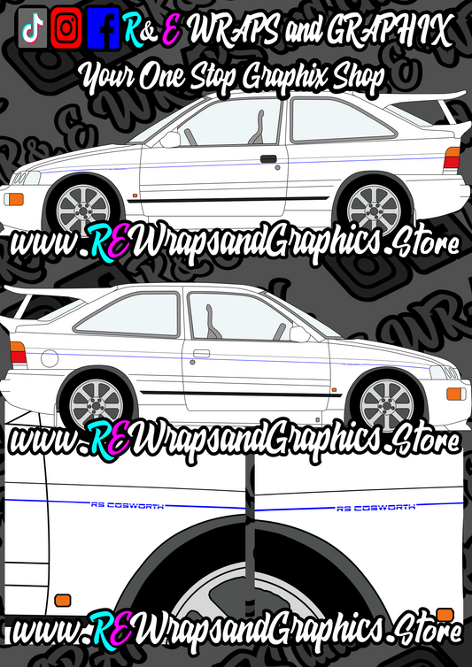 Ford Sierra RS Cosworth Upper Side Stripes With Logos