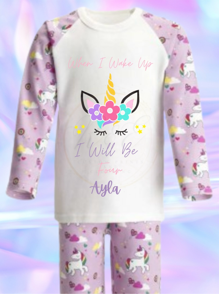 Unicorn Personalised Birthday Pyjamas| When I Wake Up