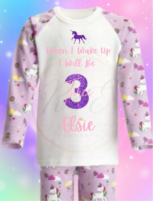 Unicorn Personalised Birthday Pyjamas| When I Wake Up